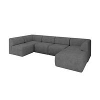 WOHNLANDSCHAFT Ottomane Rechts MOVO-L 345x180x78 cm Grau Velours - Taupe, Holzwerkstoff/Kunststoff (180/78/345cm) - ALTDECOR