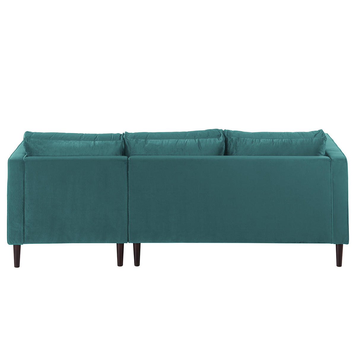 ECKSOFA - Samt - Dunkelbraun/Petrol, Birkenholz/Textil (201/155cm) - home24