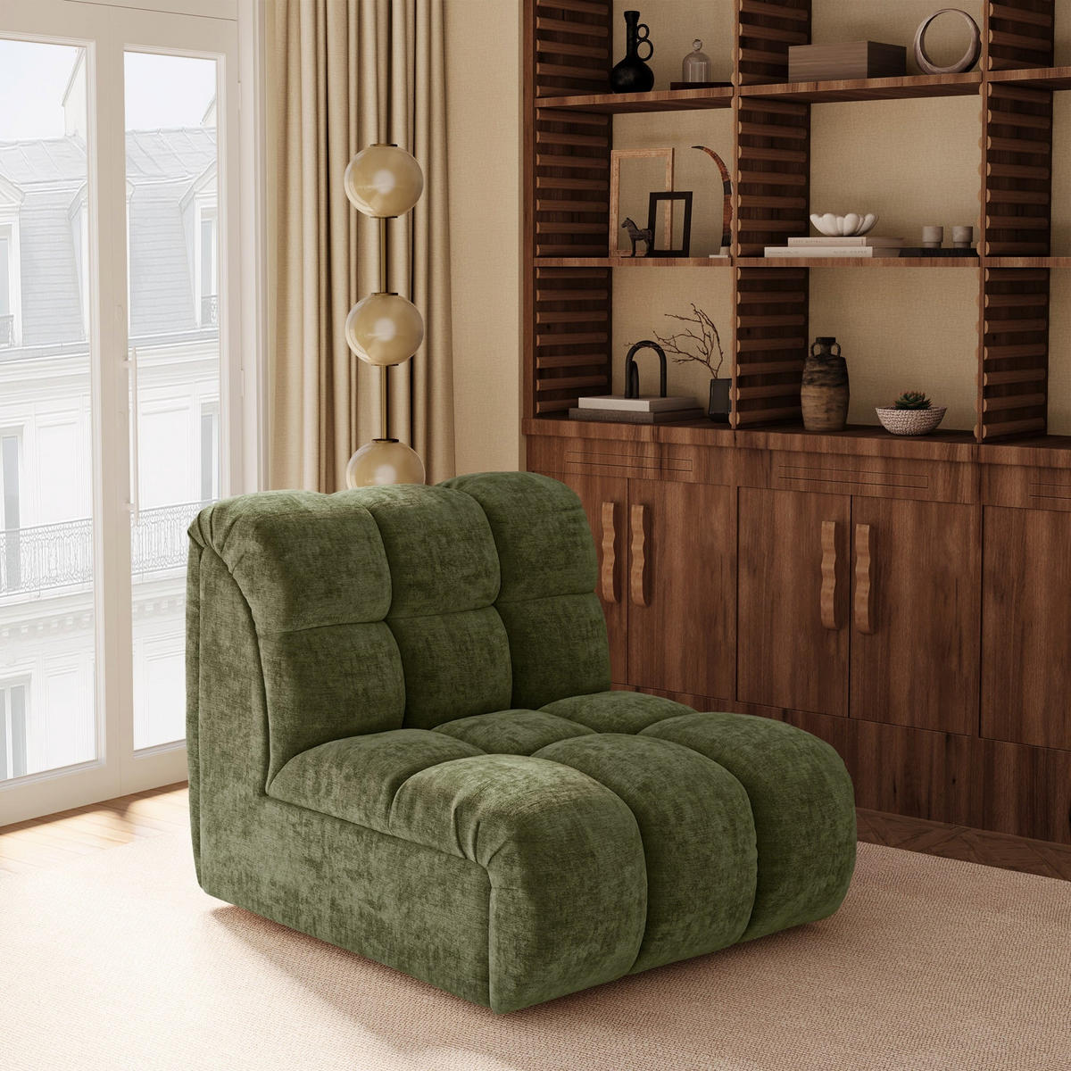 SOFA SEVEN Geprägter Samt Vintage-Grün 162cm - Dunkelgrün/Grün, Textil (162/77/98cm) - Premium Interiors
