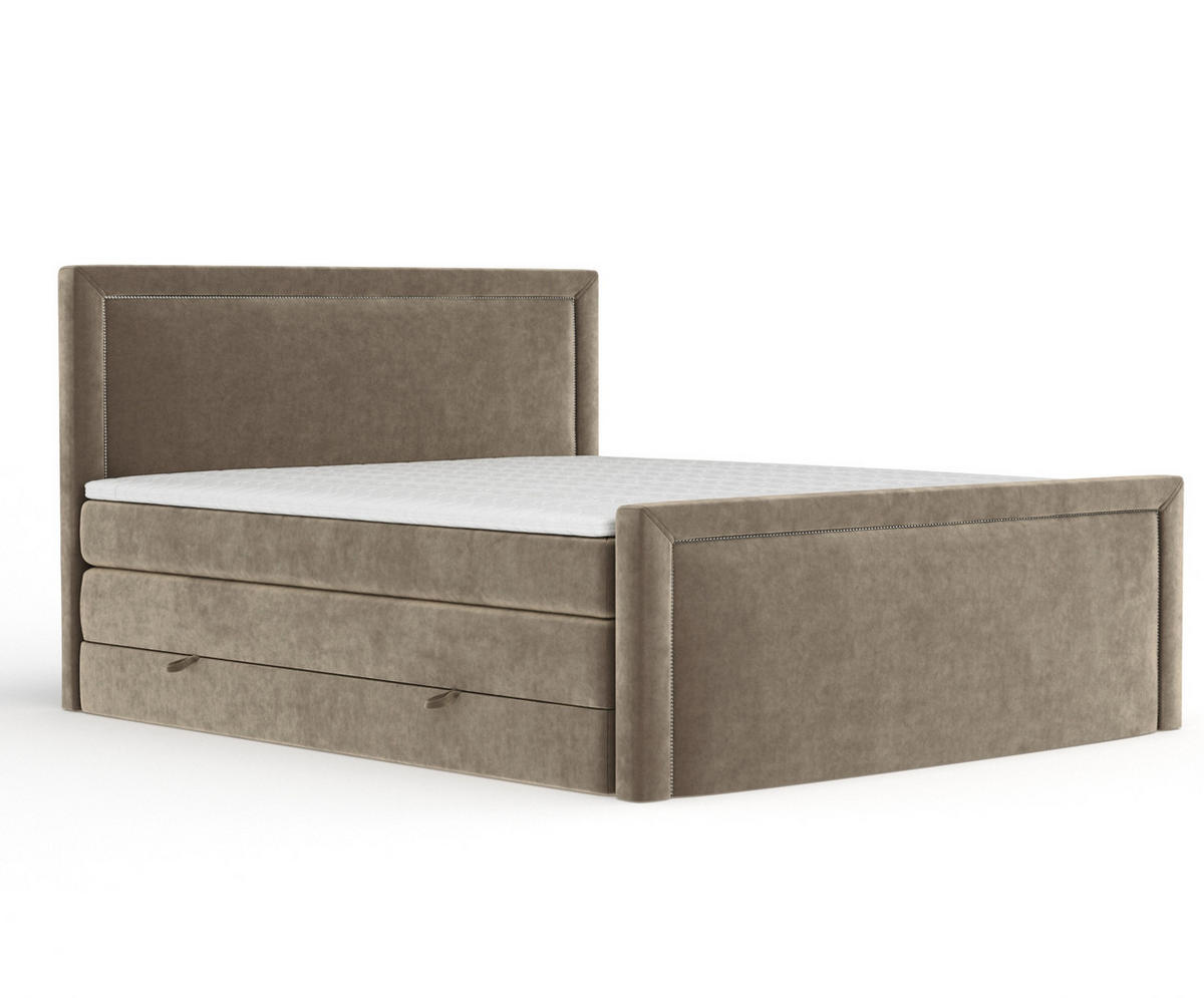 BOXSPRINGBETT Lavenda Braun 160/200 cm - Schwarz/Braun, Holz/Holzwerkstoff (160/200cm) - Maison de Reve