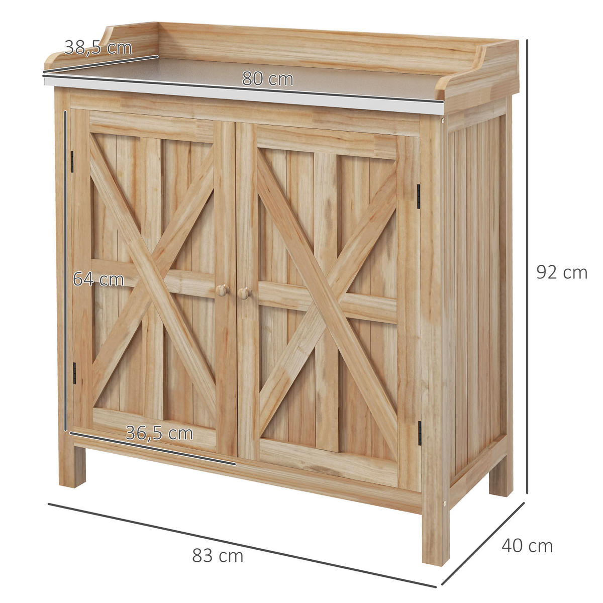 PFLANZTISCH DE-18938 Naturholz - Naturfarben, Holzwerkstoff (83/40/92cm) - ComfortXL