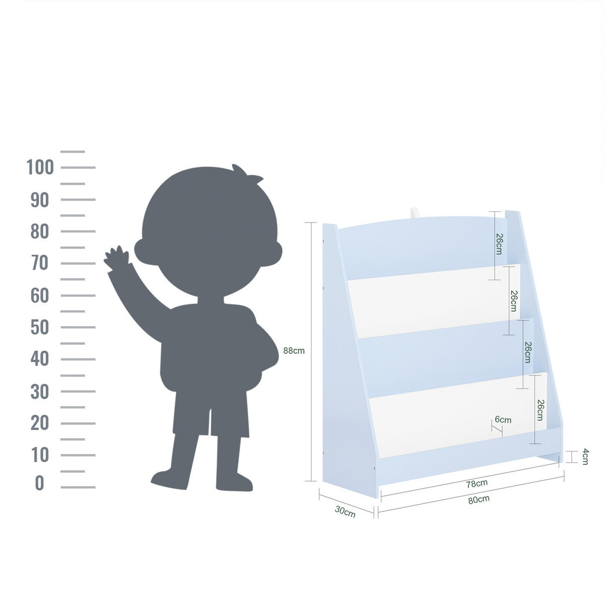 KINDERREGAL Hellblau - Hellblau, Holzwerkstoff (80/88/30cm) - SoBuy