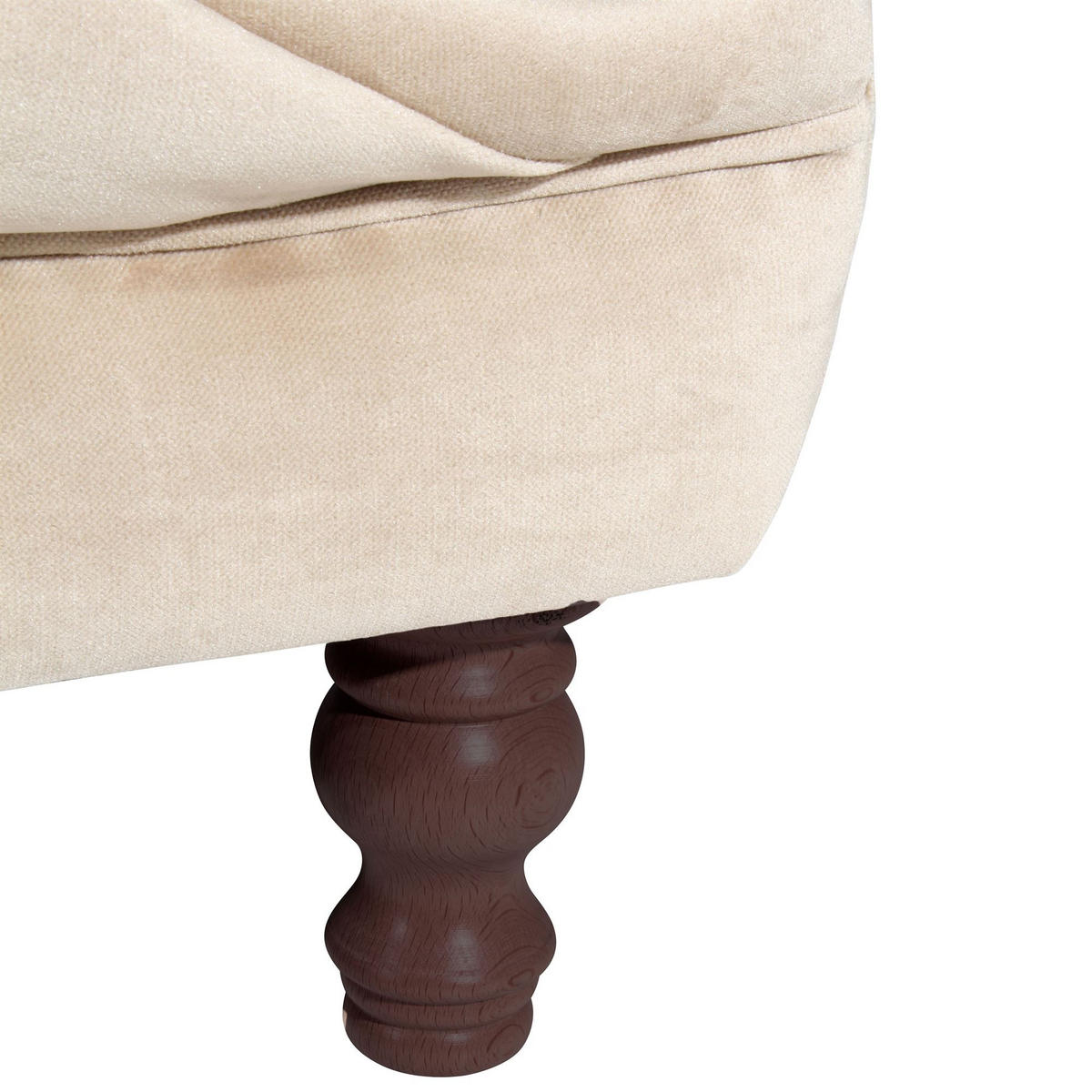 CHESTERFIELD Sofa 3-Sitzer Kaylin Samtvelours sand - Sandfarben, Kunststoff (253/80/100cm) - 58aufmkessel