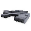WOHNLANDSCHAFT SIENA L-S Grau Velours-Stoff mit Schlaffunktion - Grau, Holz (335/89/190cm) - MASSENO