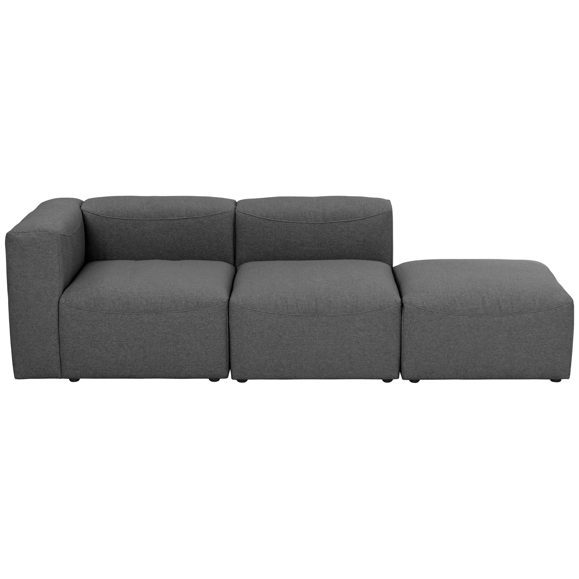 SOFA 2-Sitzer mit Hocker rechts Kattrina Flachgewebe anthrazit - Anthrazit, Kunststoff (100/73/250cm) - 58aufmkessel
