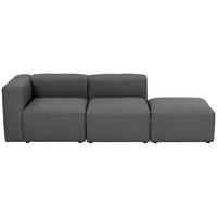 SOFA 2-Sitzer mit Hocker rechts Kattrina Flachgewebe anthrazit - Anthrazit, Kunststoff (100/73/250cm) - 58aufmkessel