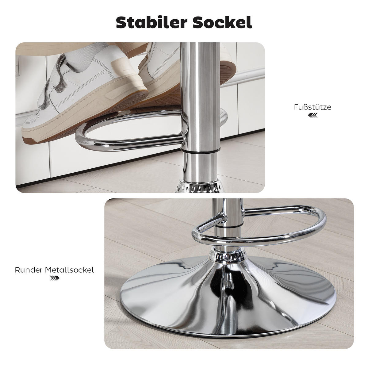 BARHOCKER DE-08045 höhenverstellbar, 360° drehbar Schwarz - Schwarz, Metall (50/113/61cm) - ComfortXL