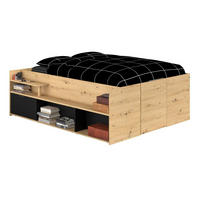 STAURAUMBETT Jugendzimmer Bett 140x200 hydraulischer Bettkasten - Schwarz/Naturfarben, Holz/Holzwerkstoff (140/200cm) - Parisot Meuble
