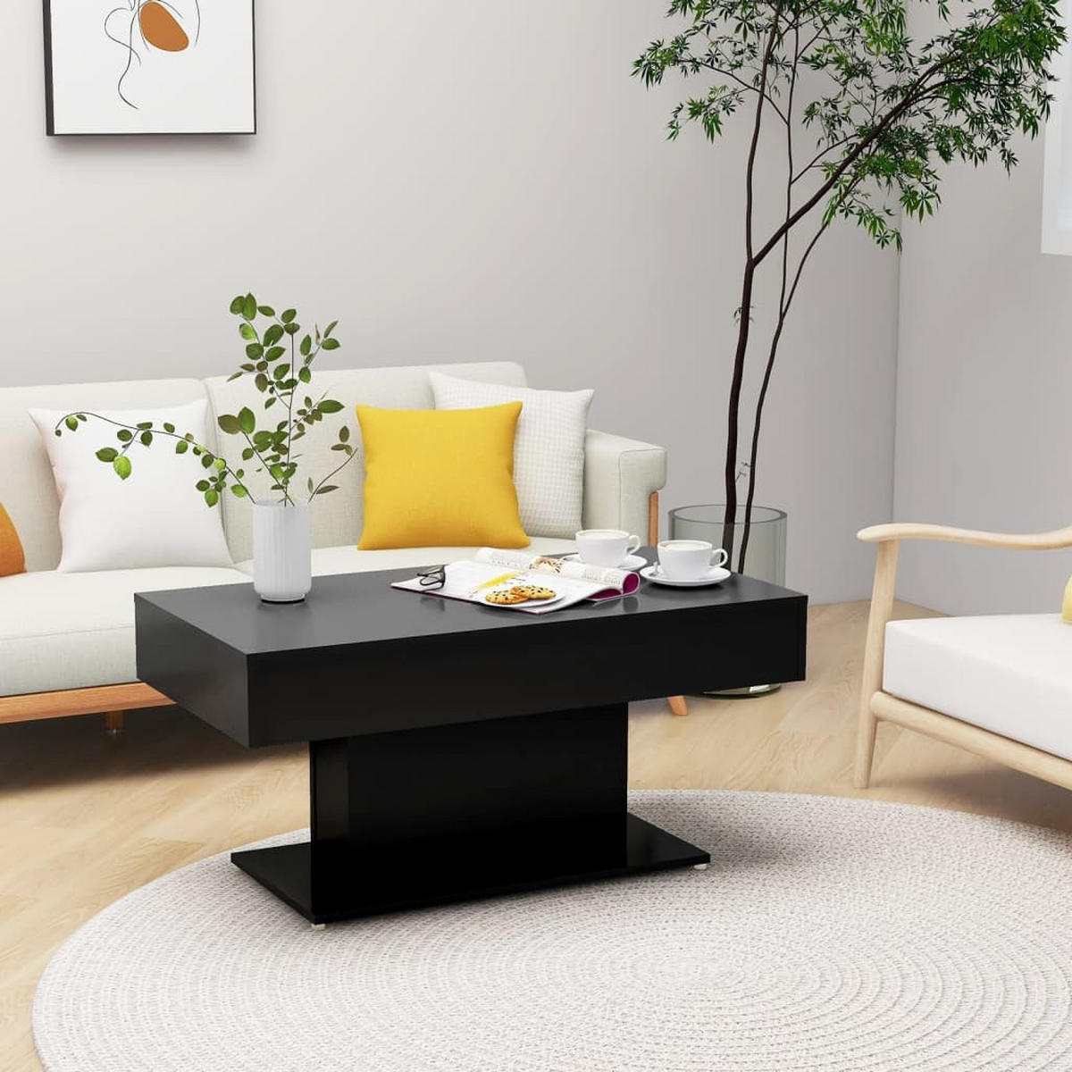 COUCHTISCH Schwarz 96x50x45 cm Holzwerkstoff - Schwarz, Holzwerkstoff (96/50/45cm) - furnicato