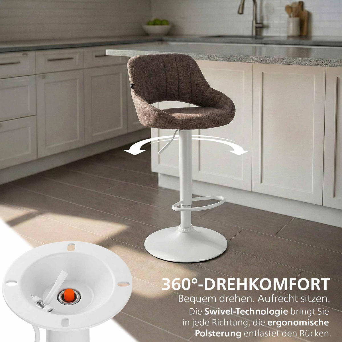 BARHOCKER Stoff Braun - Weiß/Braun, Textil/Metall (47/85/48cm) - CLP