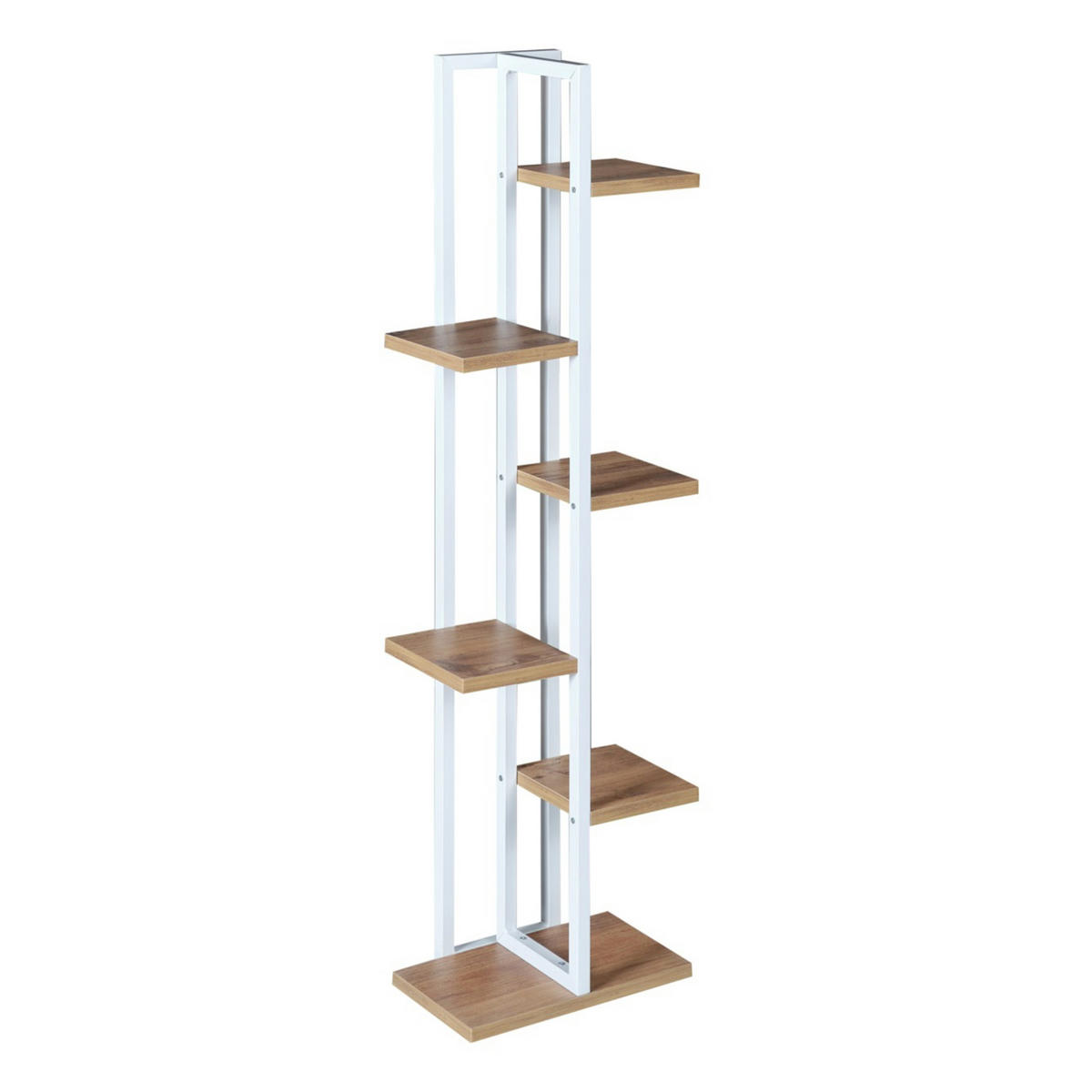 PFLANZENREGAL Tohmajärvi - Walnussfarben/Weiß, Holzwerkstoff/Metall (34/120/21cm) - [en.casa]