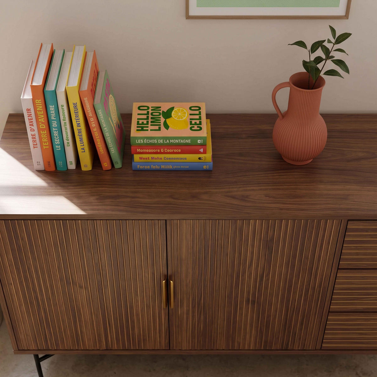 SIDEBOARD, Braun - Braun, Holz/Metall (160/75/40cm) - Oviala