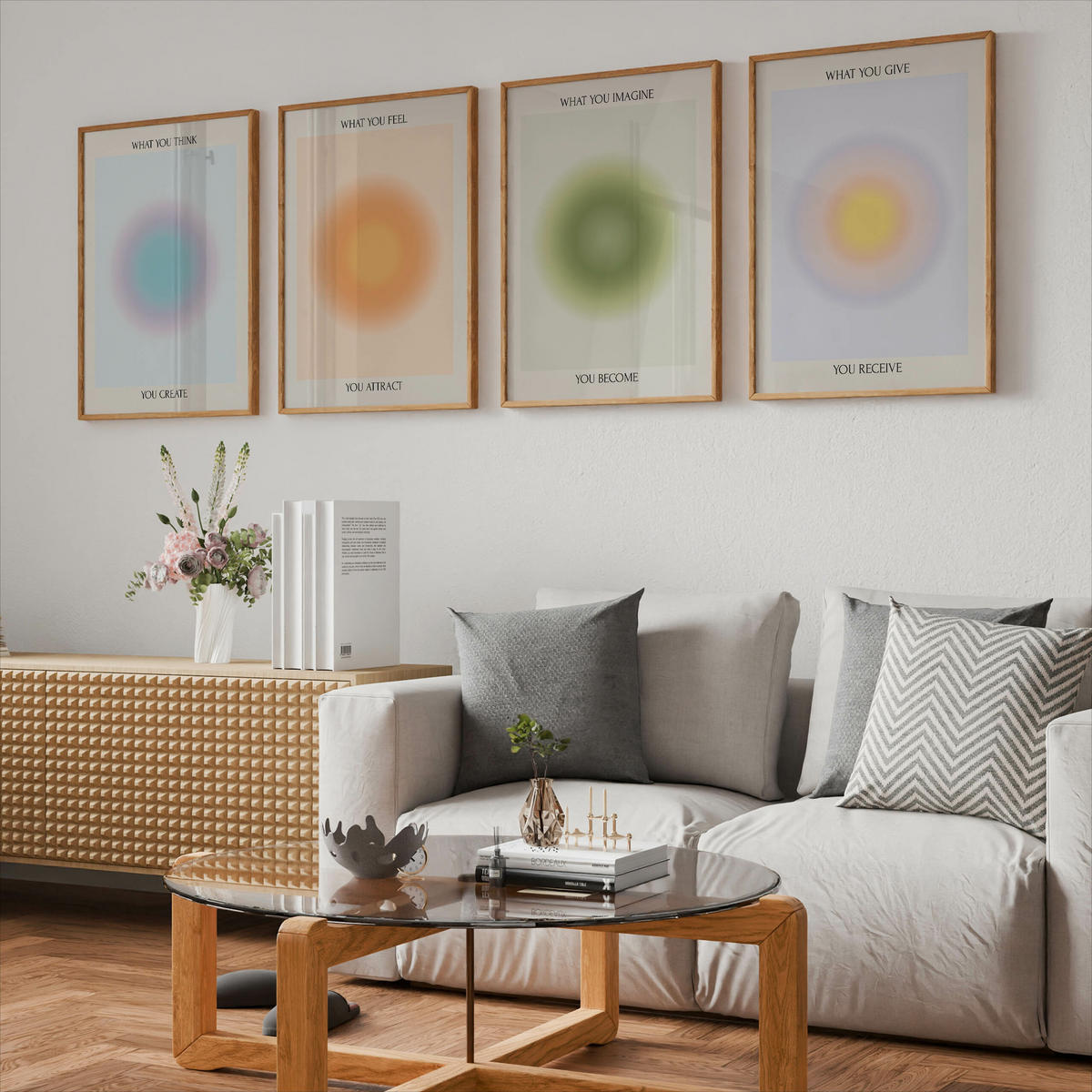 PLAKÁT Sada Aura Afirmace Citáty 4x A3 30x42 cm - různobarevná, papír (30/42/42cm) - Muralo