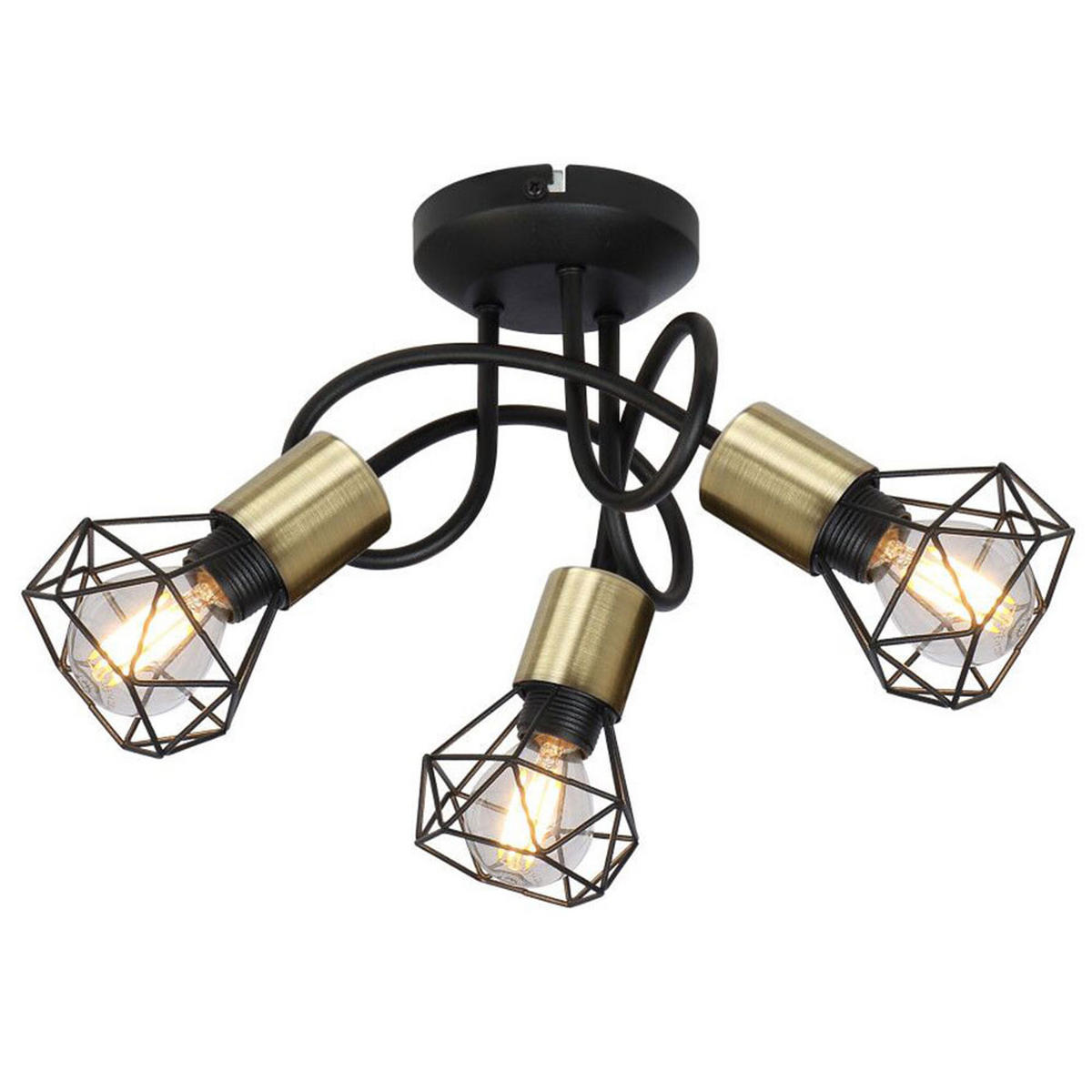 LED DECKENLEUCHTE Metall Schwarz Gitteroptik - Schwarz, Metall (38/38/21cm)