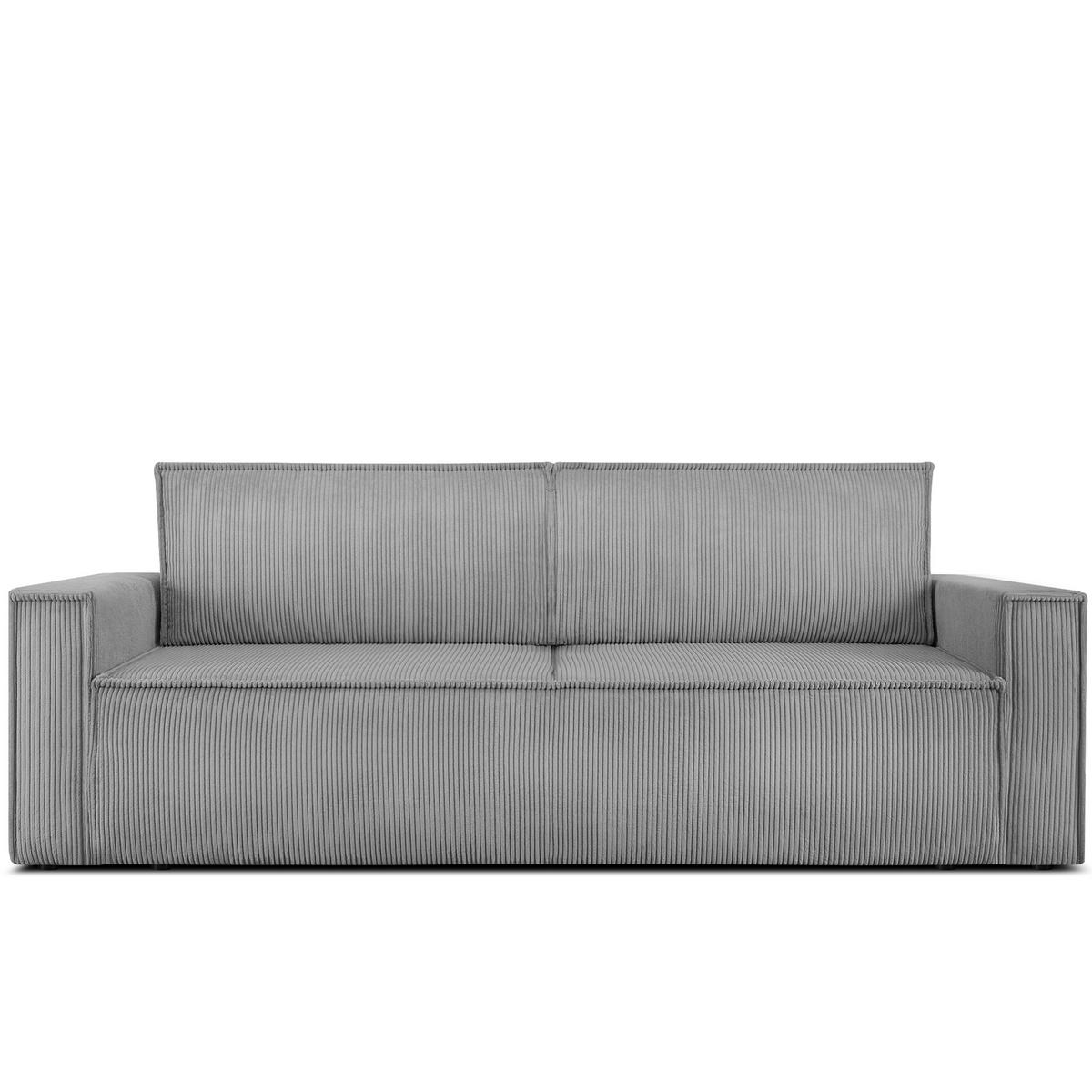 SCHLAFSOFA NAPI in Pet Friendly Cord-Stoff, hellgrau - Hellgrau/Schwarz, Textil (228/89/101cm) - KONSIMO®