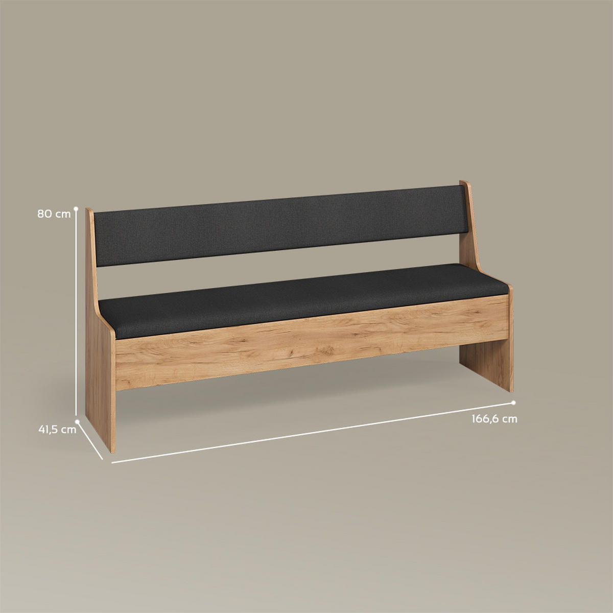 ESSZIMMER-ECKBANK Tiberio Sandeiche 41.5 x 166.6 cm - Sonoma Eiche, Holzwerkstoff (41.5/166.6cm) - Livinity®