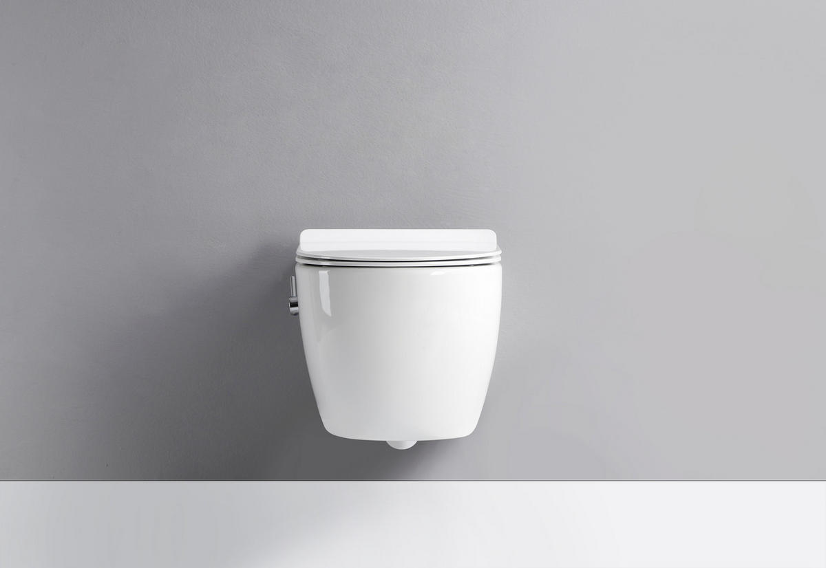 DUSCH-WC TAHARET Weiß spülrandlos inkl. Armatur und SoftClose-Sitz - Weiß, Keramik (36/40/52cm) - Glasdeals