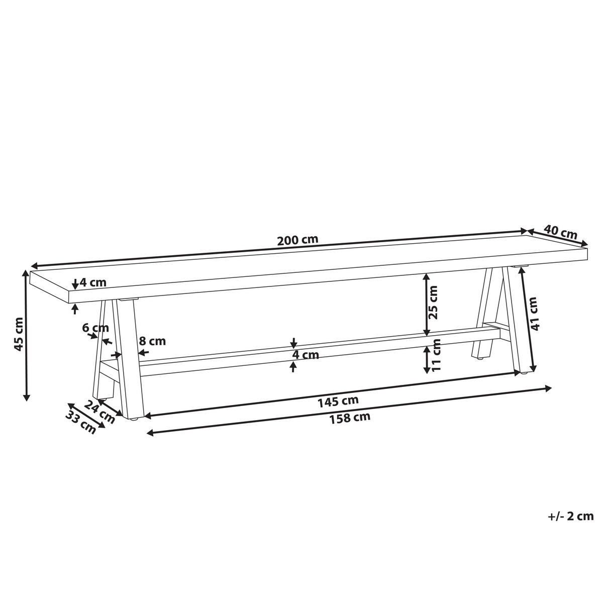GARTENBANK 3-Sitzer Grau Tonnare - Hellbraun/Grau, Stein (200/45/40cm) - Beliani