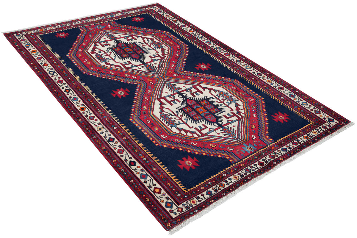 ORIENTTEPPICH handgeknüpft Afshar Blau 229/162 cm Schurwolle - Blau, Textil (162/229cm) - Looma