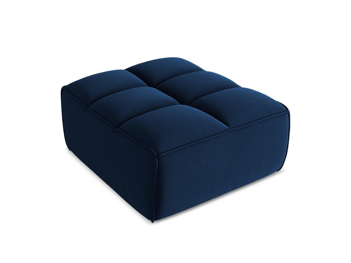 POUF Samt Stoff Blau - Blau/Schwarz, Kunststoff/Textil (80/43/93cm) - Makamii