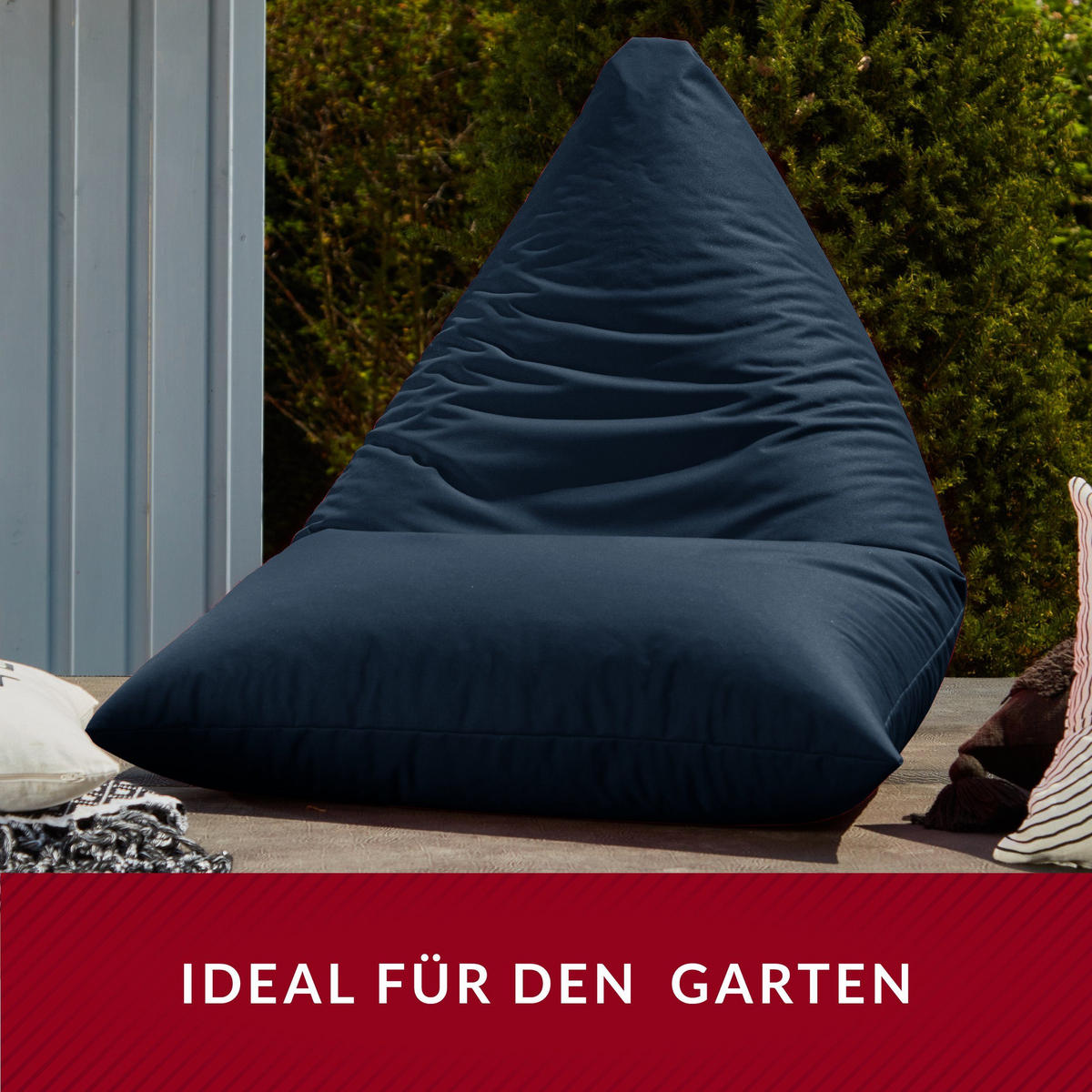 OUTDOOR SITZSACK Triangle 150x100x100cm - Dunkelblau, Textil (100/100/150cm) - Green Bean