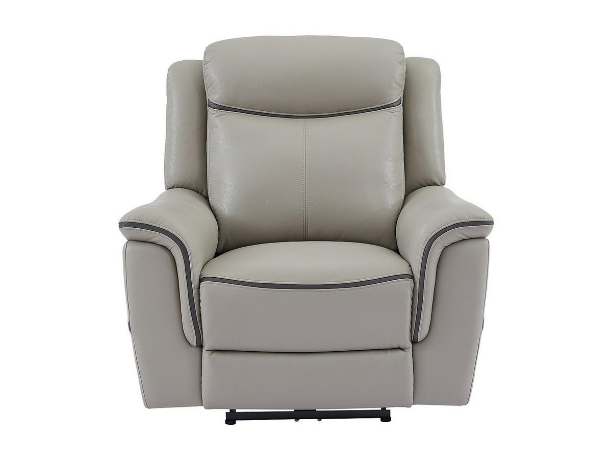 RELAXSESSEL - 1 Person-Sitzer - Leder - Hellgrau - - Hellgrau, Leder (105/102/95cm) - Vente-Unique