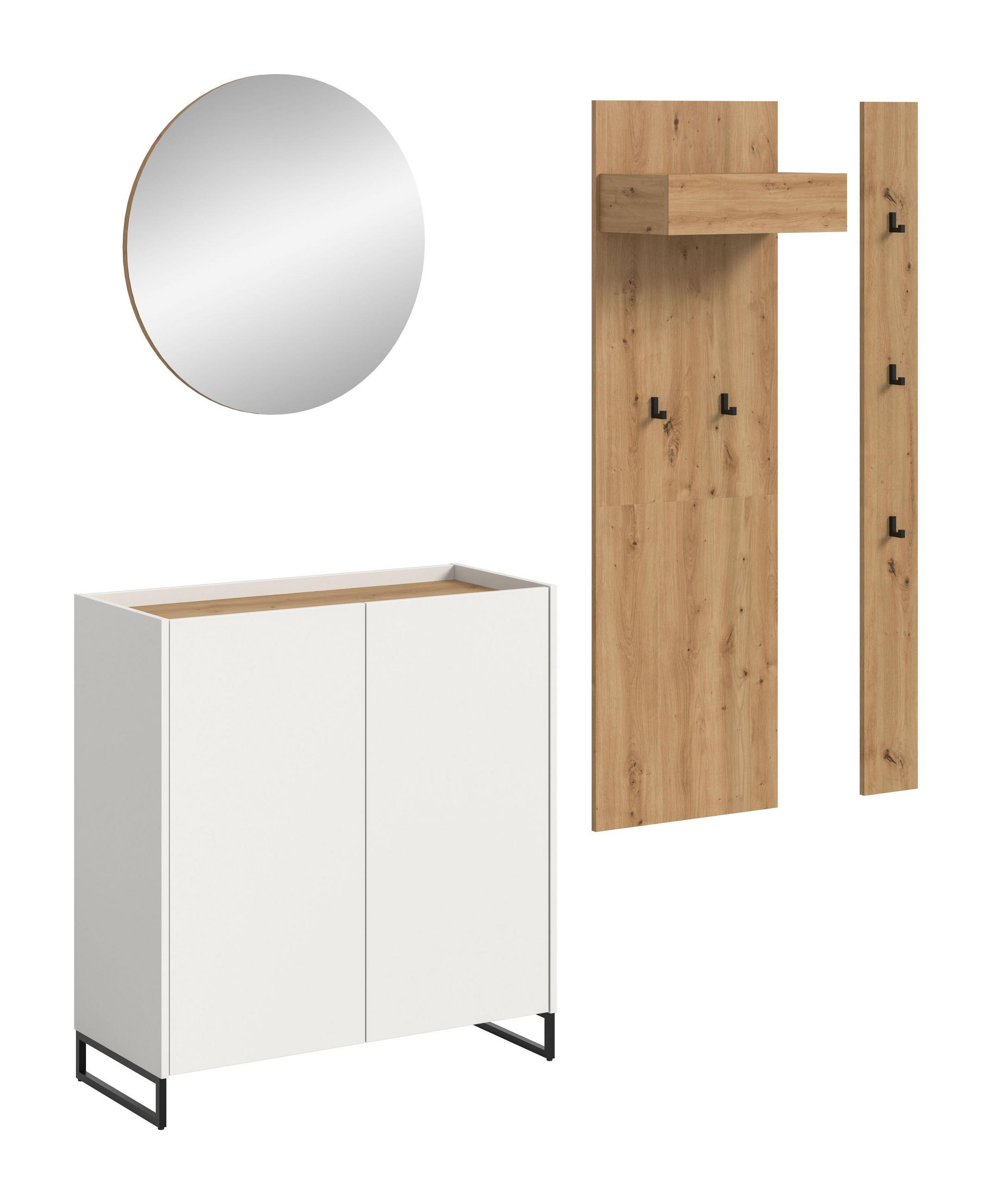 GARDEROBEN-SET DRIVE 4-tlg. (B/H/T: ca. 206/197/38 cm) in Weiß/weiß - Weiß, Holzwerkstoff (206/197/38cm)