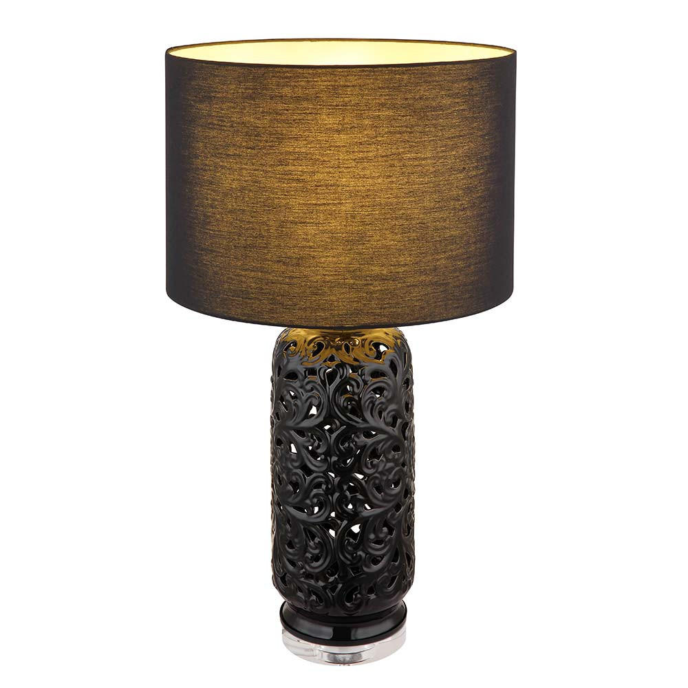 LED TISCHLEUCHTE Keramik Schwarz Textil - Schwarz, Textil (40/40/71cm) - Globo Lighting