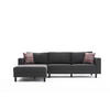 ECKSOFA mit elegantem Leinen-Bezug - Anthrazit/Schwarz, Buchenholz/Textil (258/187cm) - myHomelando