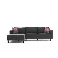 ECKSOFA mit elegantem Leinen-Bezug - Anthrazit/Schwarz, Buchenholz/Textil (258/187cm) - myHomelando