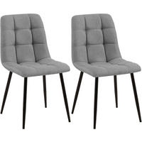 STUHL 2er Set Stoff Grau - Schwarz/Grau, Textil/Metall (45/84/55cm) - CLP