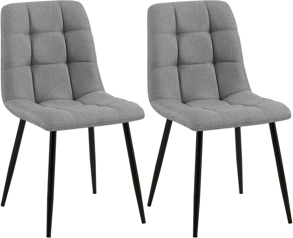 STUHL 2er Set Stoff Grau - Schwarz/Grau, Textil/Metall (45/84/55cm) - CLP