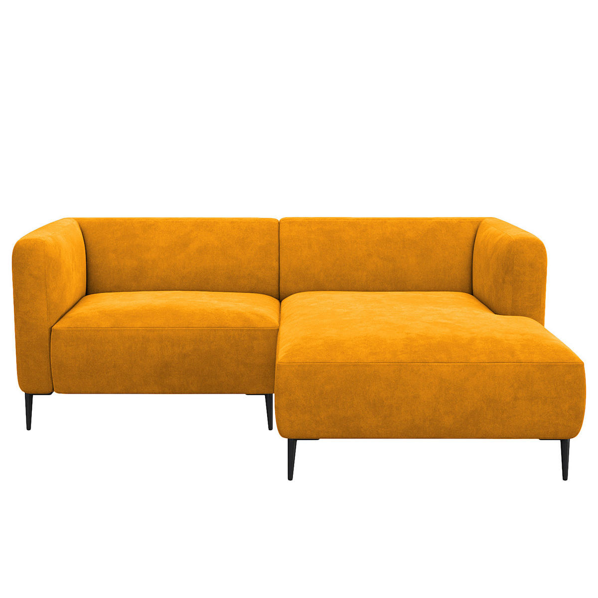 1,5-SITZER ECKSOFA mit Longchair - Gelb/Schwarz, Textil/Metall (211/148cm) - home24