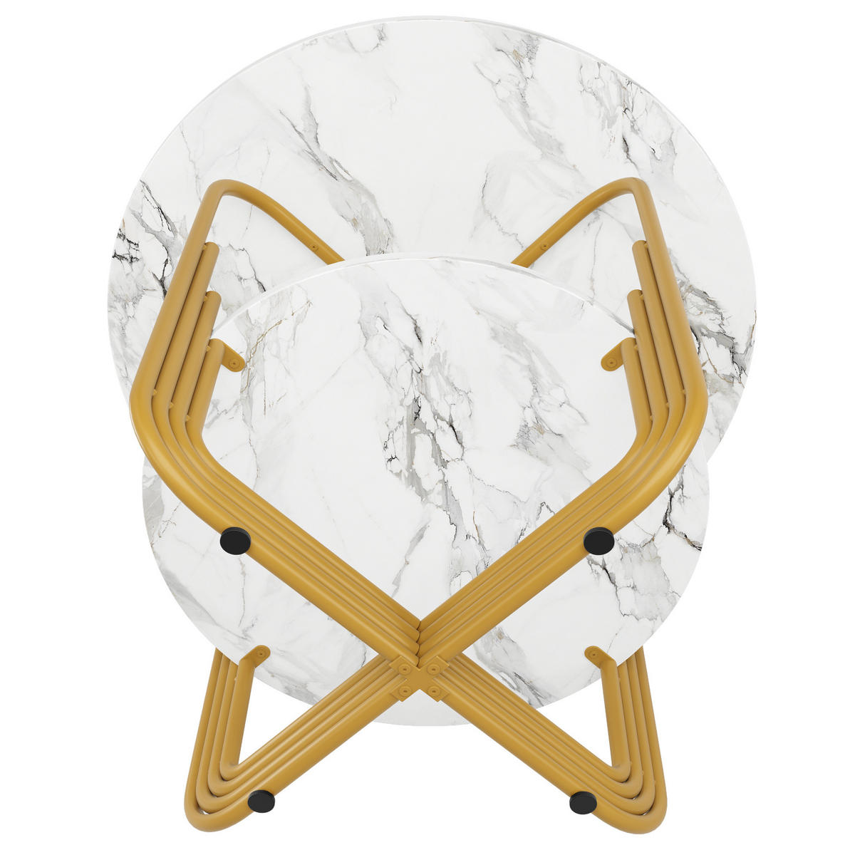 ESSTISCH rund, MDF-Marmoroptik mit Ablagefläche, 80/80/76 cm, Gold - Goldfarben, Holzwerkstoff (80/80/76cm) - Redom