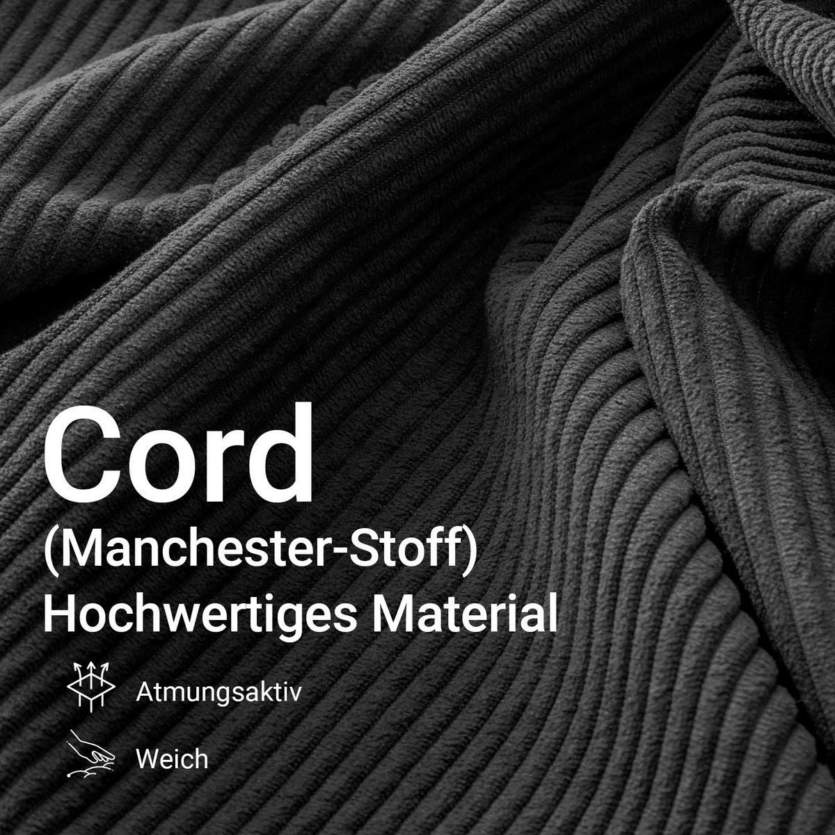 SOFA ausziehbar mit Kordstoffbezug FST101-SCH - Schwarz, Textil/Metall (177/32/107cm) - SoBuy