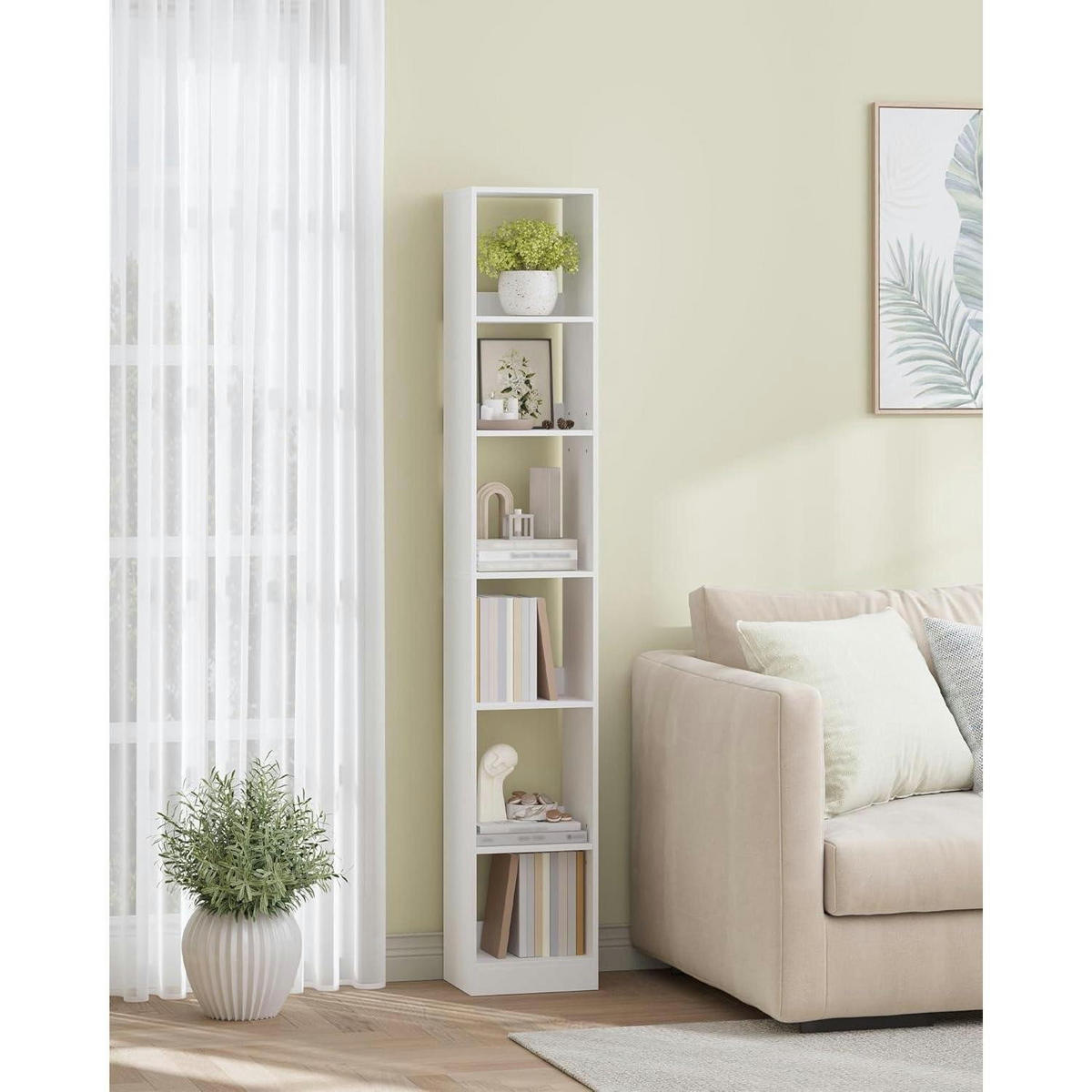 BÜCHERREGAL 6-stöckig Weiß 24 x 30 x 183 cm - Weiß, Holzwerkstoff (30/183/24cm)