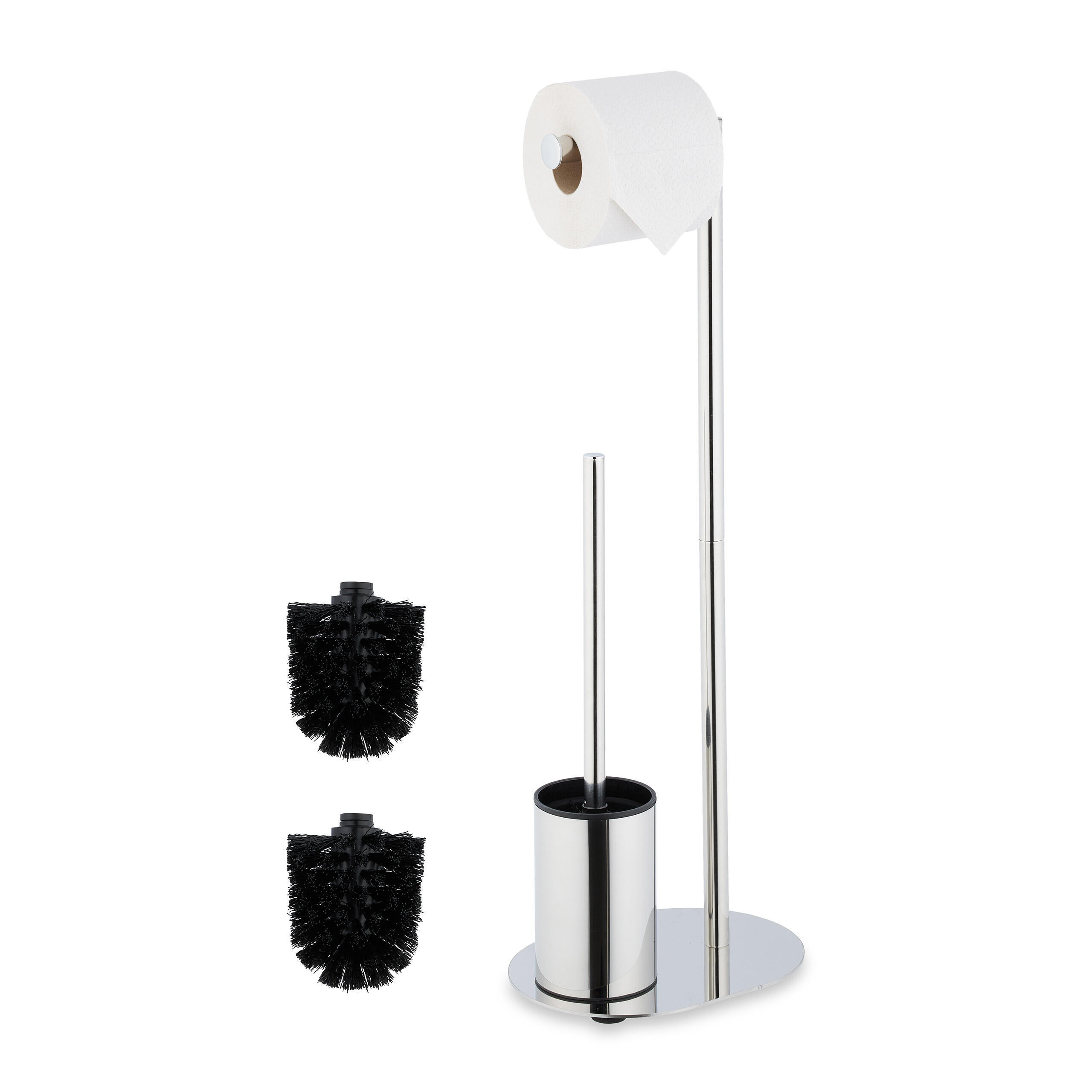 SET WC Argintiu metal pe suport 63 cm