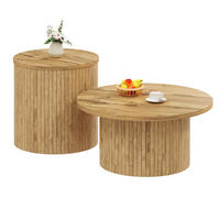KLUB stolić set 75/75/36 i 50/50/50,5 cm prirodna boja od MDF-a s modularnim okruglim dizajnom - prirodne boje, drvni materijal (75/75/36cm) - OKWISH