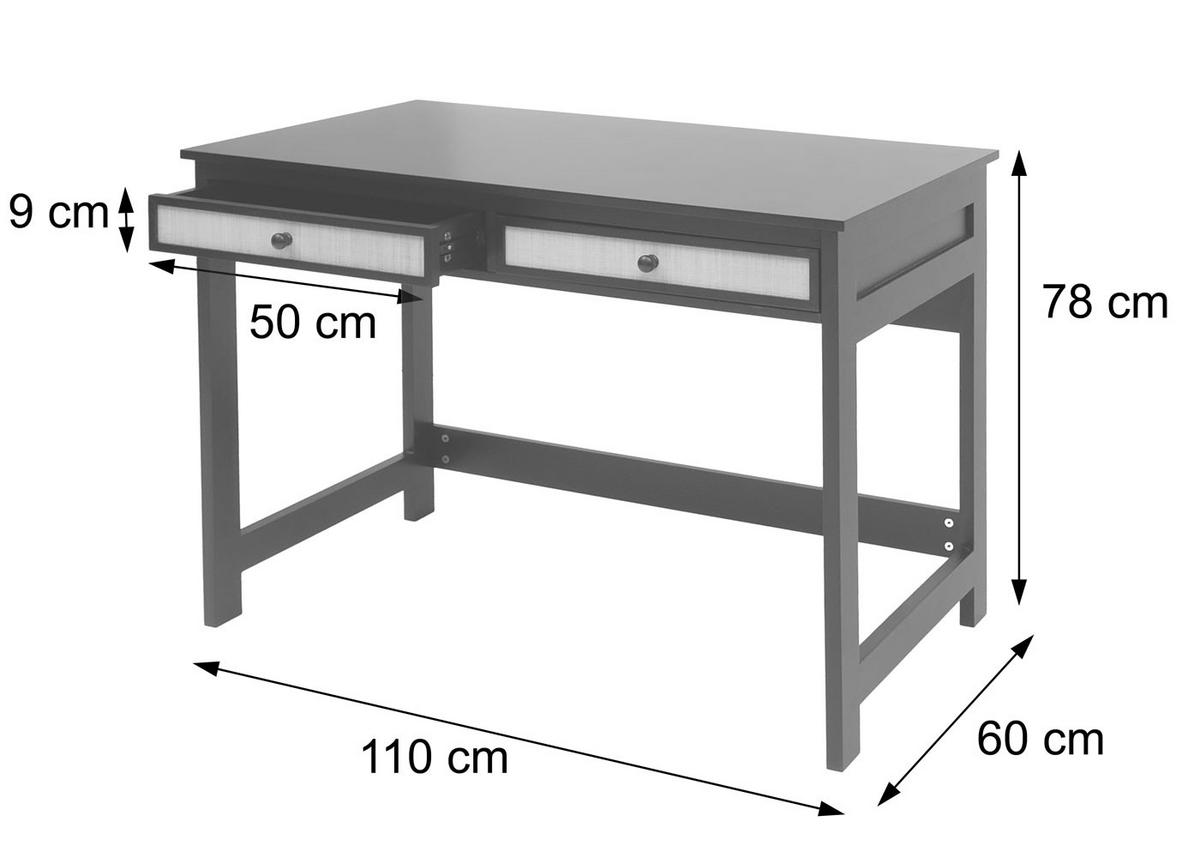 SCHREIBTISCH quadratisch Schwarz - Schwarz, Holz (60/110/78cm) - MCW