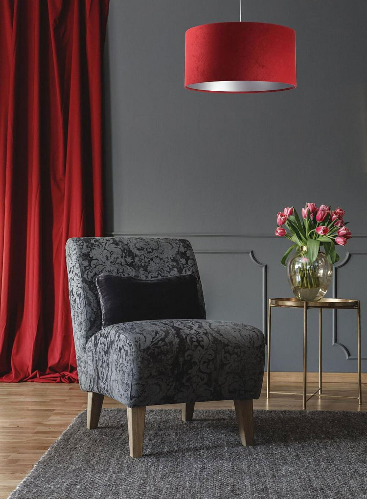 HÄNGELEUCHTE Rot 40/20 cm - Rot/Silberfarben, Kunststoff (40/0.6/20cm) - ONZENO