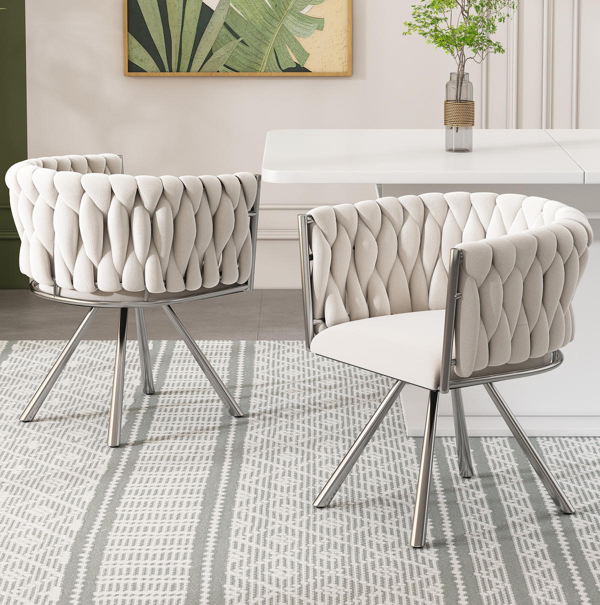 ESSZIMMERSTUHL 6er-Set Beige mit 360°-Drehfunktion - Beige, Textil (59/72/54cm) - MIVRAY