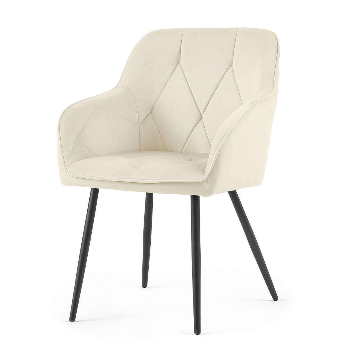 POLSTERSTUHL 6er Set, Metallbeine Creme, Schwarz 54,5/82,5/58 - Creme/Schwarz, Textil (55/83/58cm) - RAUMHIRSCH FURNITURE