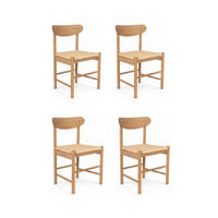 STUHL-SET 4 Stück in Rattan / Eiche Wildeiche - Braun, Holz/Papier (51/78/41cm) - Furnhouse