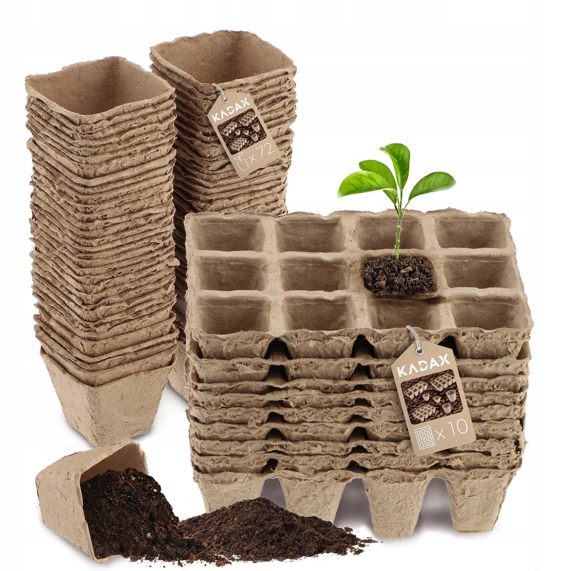 TORFTÖPFE, 16 x 12 cm 10 Stk.+ 6 x 5 cm 72 Stk. - Naturfarben, Naturmaterialien - KADAX