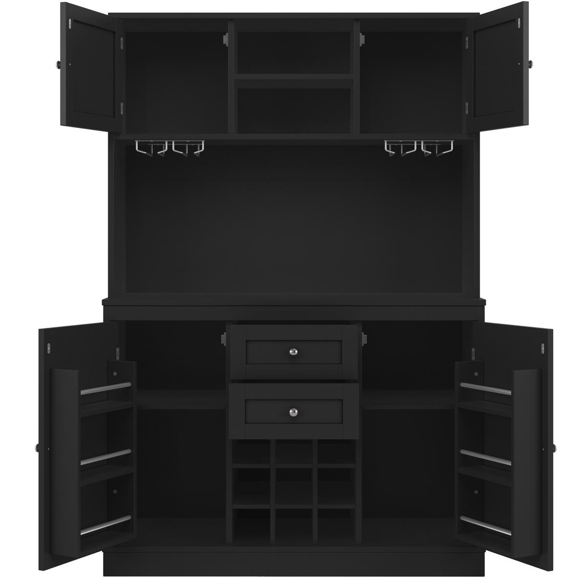 BUFFET 120/40/188 cm schwarz aus MDF mit Weinregal - Schwarz, Holzwerkstoff (120/188/40cm) - OKWISH