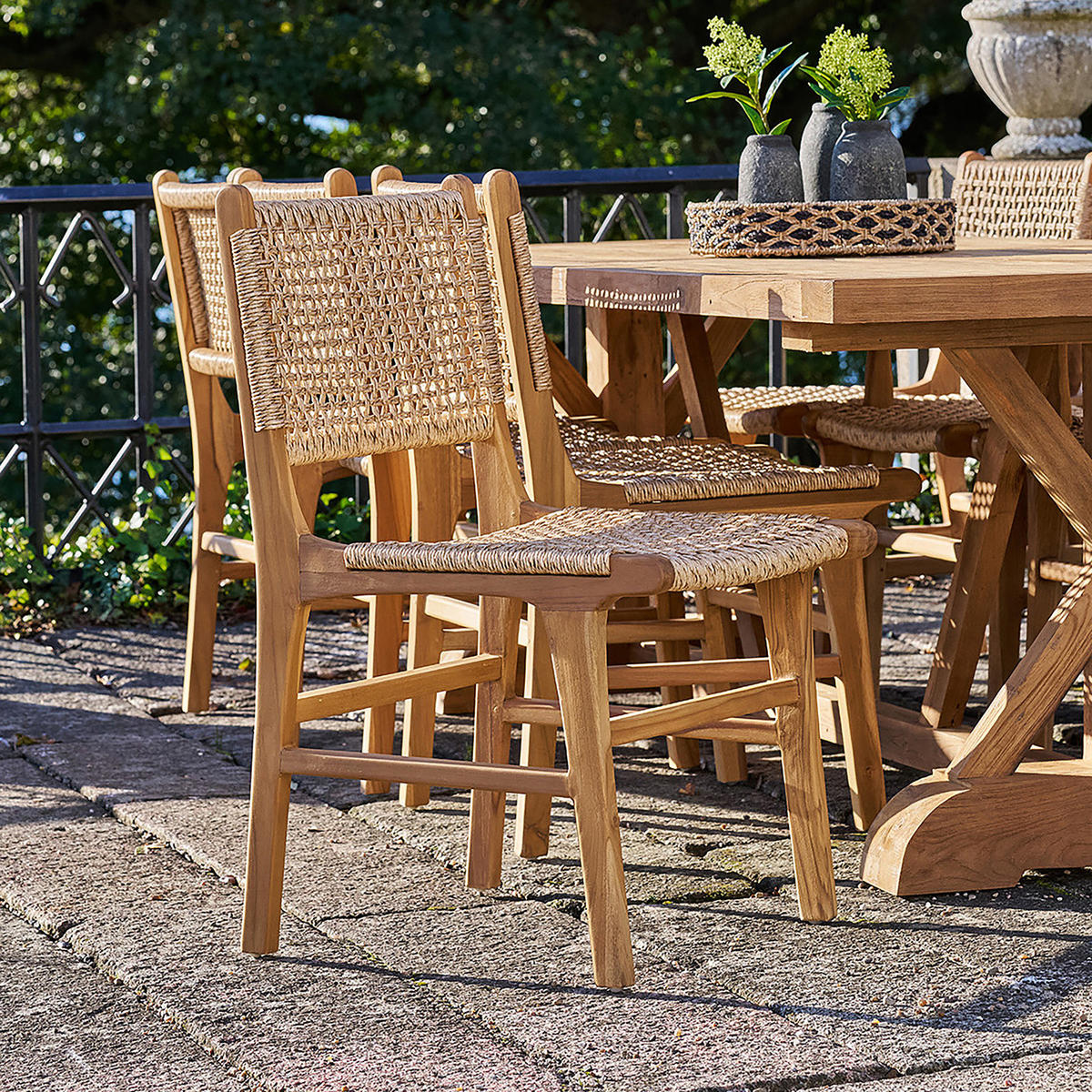 GARTENSTUHL - 2er-Set - Braun - Rattan - Massivholz - 50 x 90 x 56 cm - Braun, Naturmaterialien/Holz (50/90/56cm) - home24