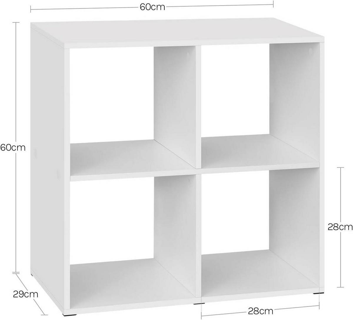 REGALE Bücherregal mit 4 offenen Fächern, 60x60x29 cm, Weiß - Weiß, Holzwerkstoff/Kunststoff (60/60/29cm) - Woltu
