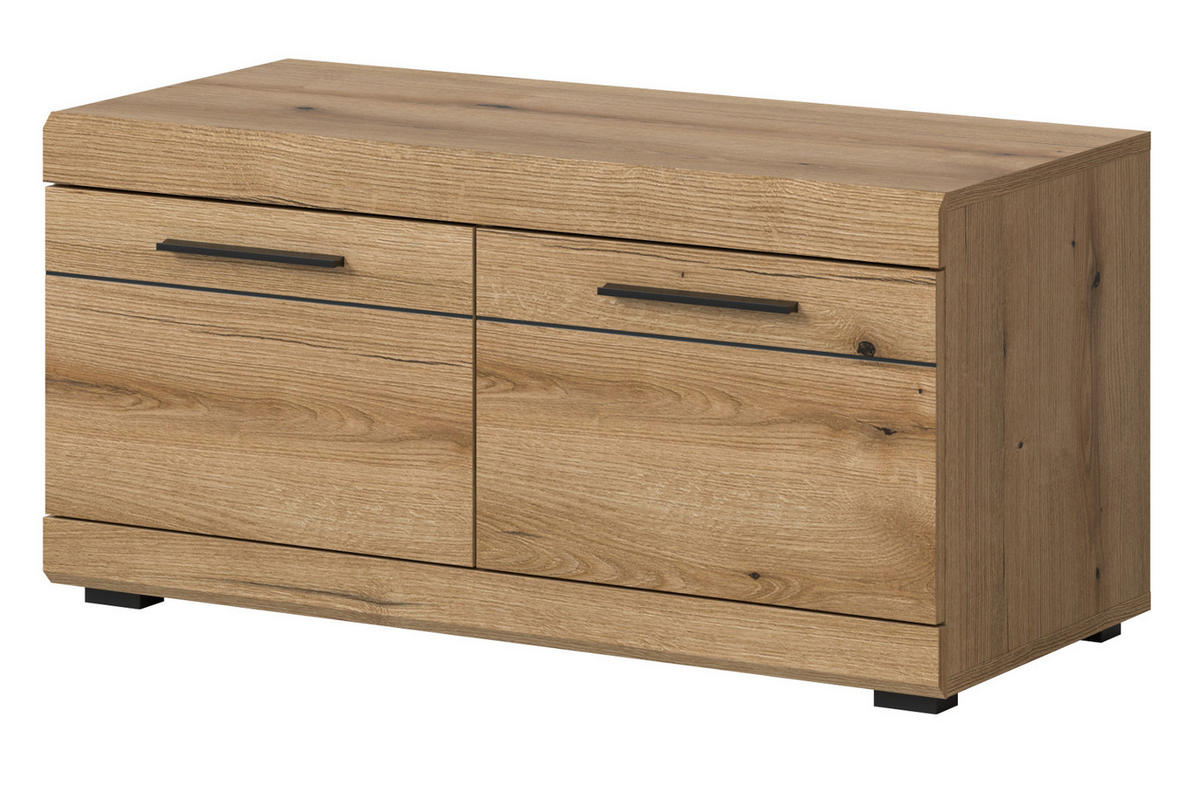 GARDEROBENBANK Evoke Eiche 90 cm, Schuhbank mit Stauraum - Eichefarben/Schwarz, Holzwerkstoff/Kunststoff (90/44/40cm) - Inn.Furn