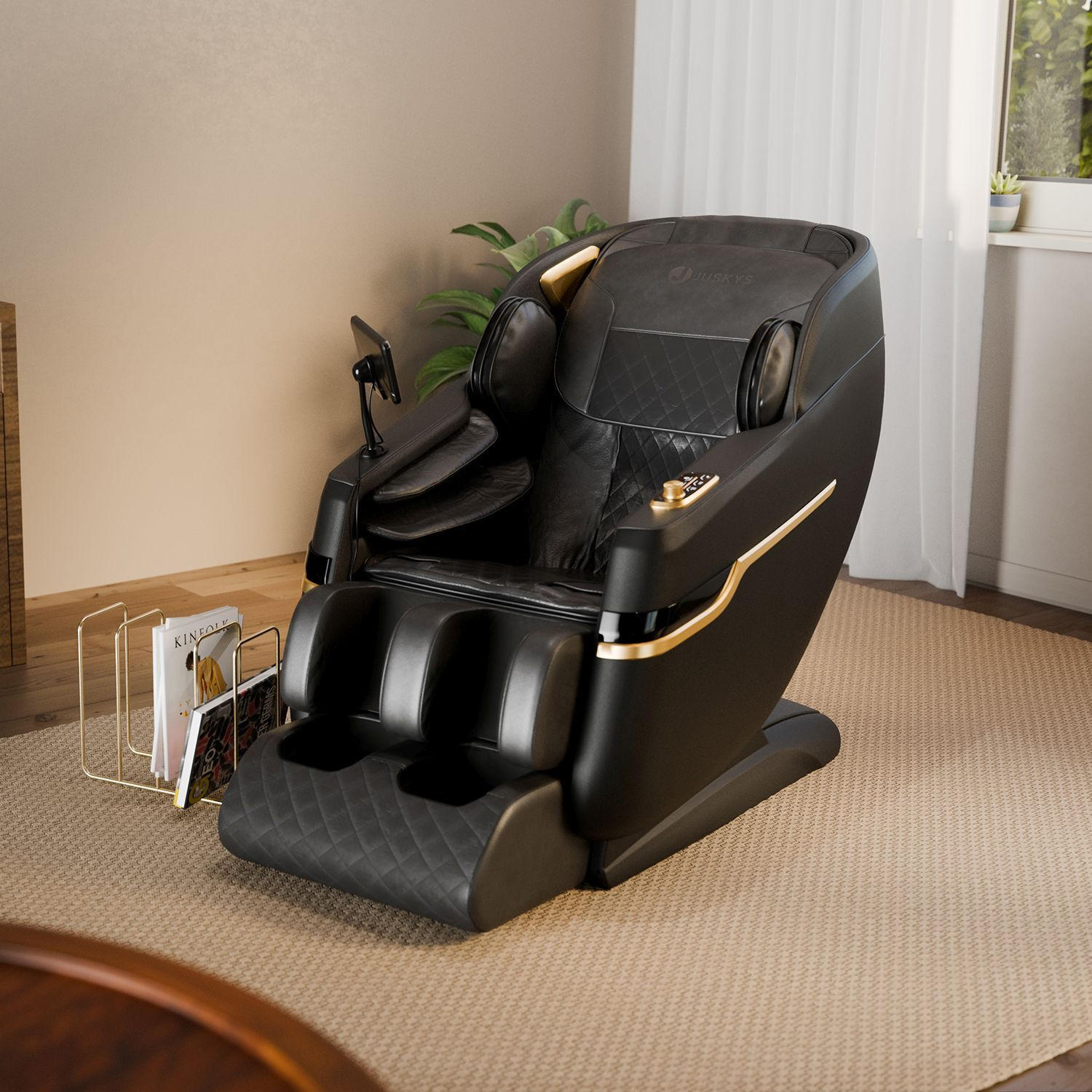 MASSAGESESSEL Naxos Schwarz - Schwarz, Textil (75/105/142cm) - Juskys