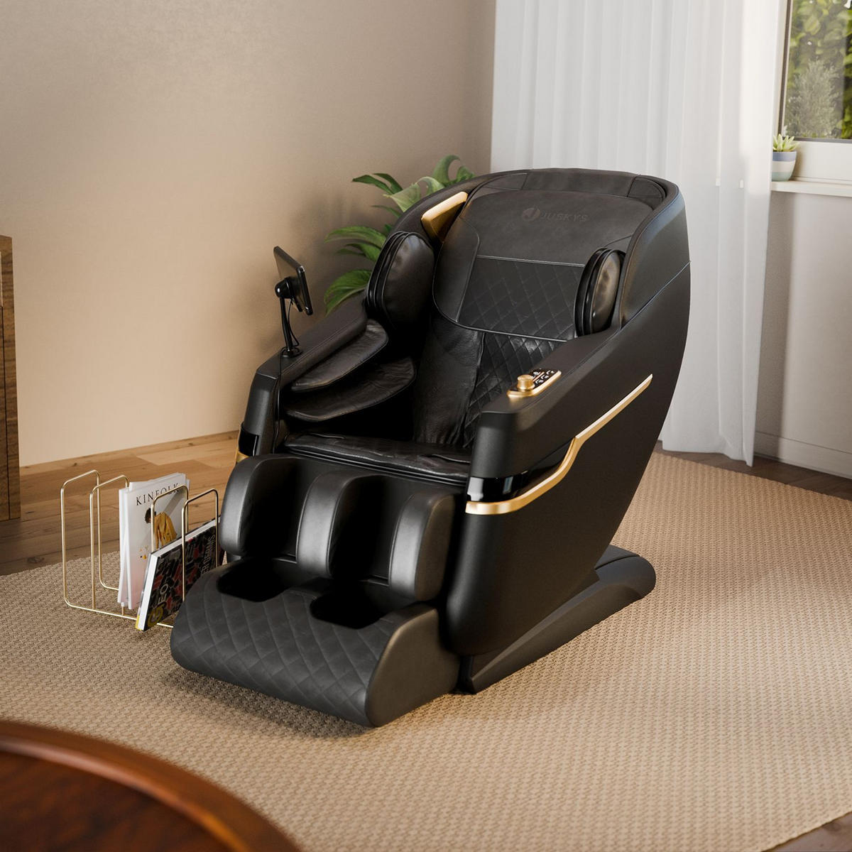 MASSAGESESSEL Naxos Schwarz - Schwarz, Textil (75/105/142cm) - Juskys